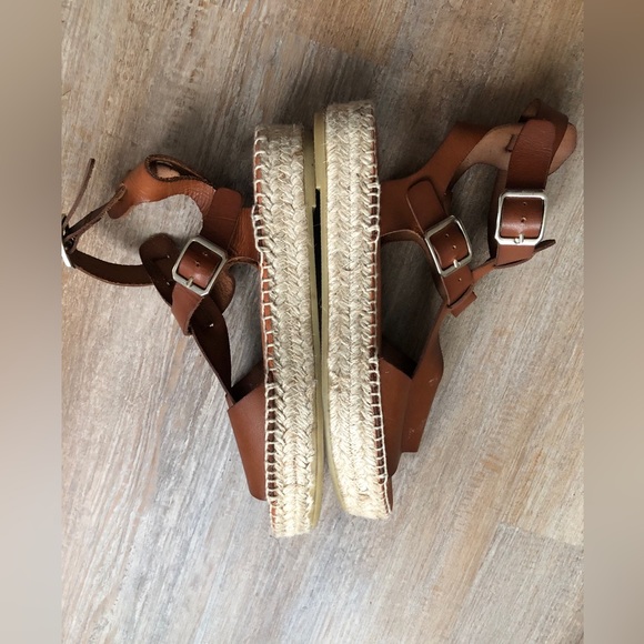 Anthropologie Leather Brown Sandals | Clio Gladiator Espadrilles | 38 EU 7.5 US - Picture 9 of 16